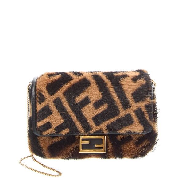 Fendi Nano Baguette Haircalf Bag Charm, Brown - Picture 1 of 5